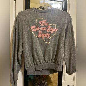 Fifth Sun Gray Cropped Sweatshirt with Lone Star Texas on front size medium
